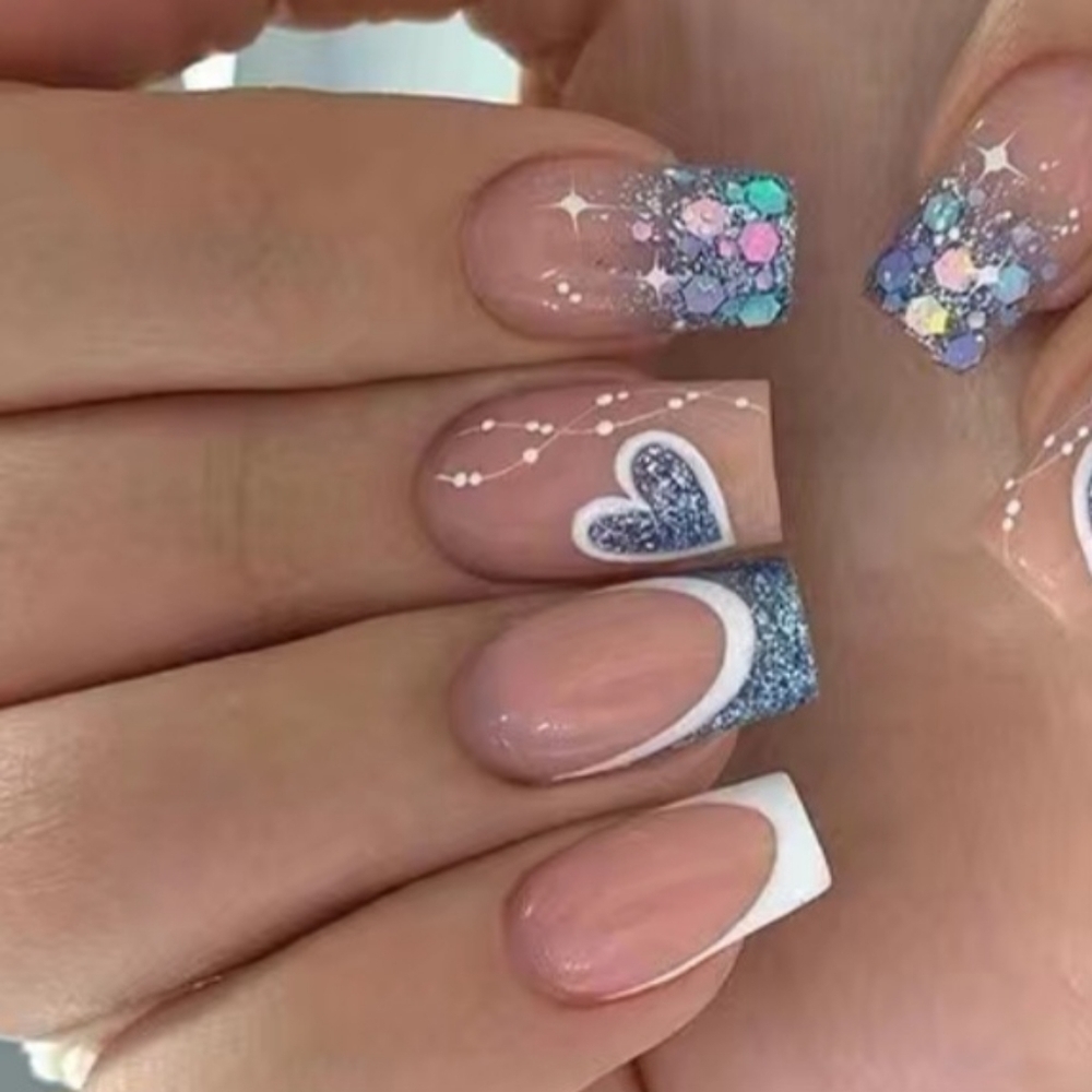 2/$16 Heart French Manicure Press On Nails
